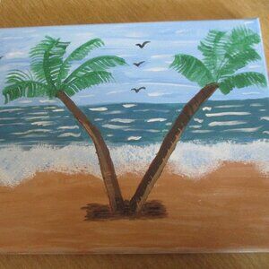 Original Acrylic Ocean/Beach Painting "After the Storm" on Canvas 9"x12"